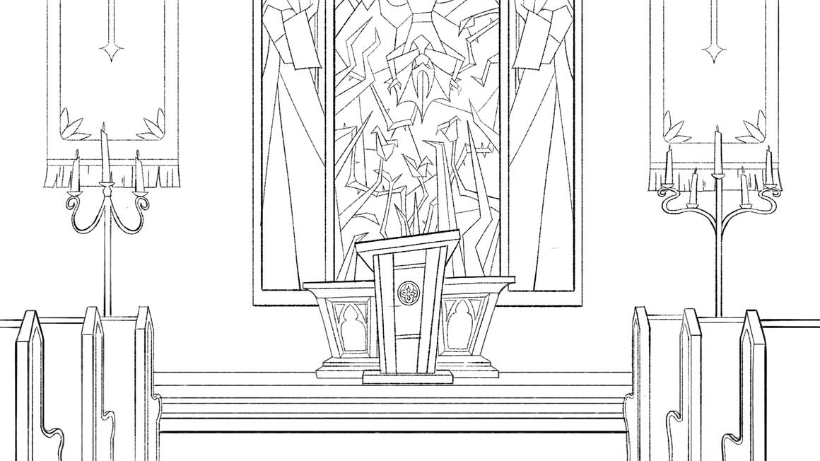 BG layout for Amongst The Myrtle Trees. Stained glass done by another artist